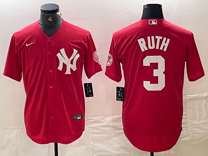 Men New York Yankees #3 Ruth Red joint name Nike 2024 MLB Jersey style 1->new york yankees->MLB Jersey